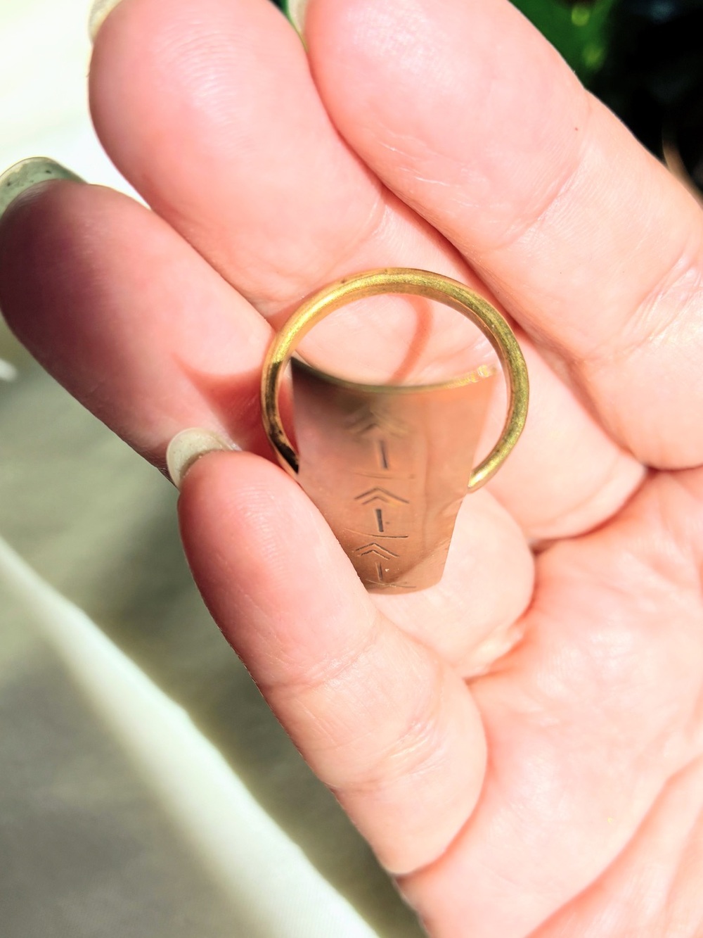 Gold-Tone Tribal Bar Statement Ring - Women Jewelry - Picture 4 of 9